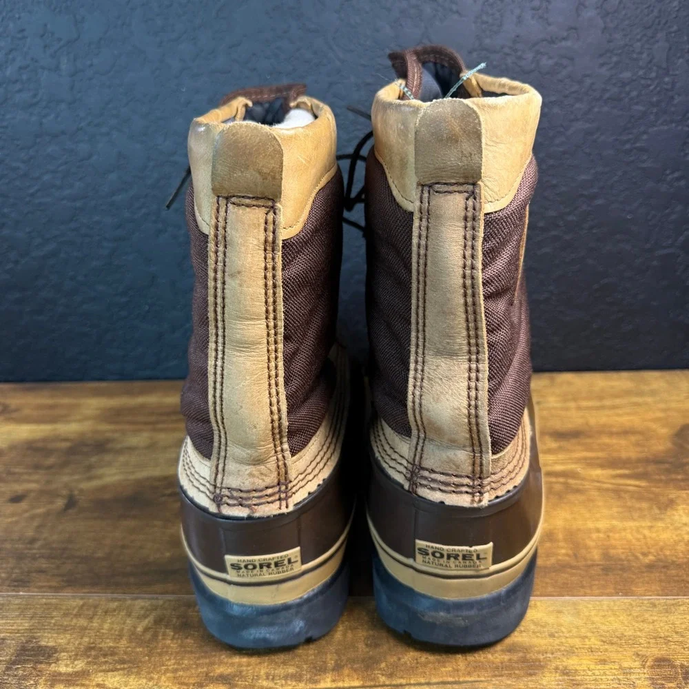 Sorel Arrowhon Brown Rubber‎ Leather Winter Snow Boots Mens 11